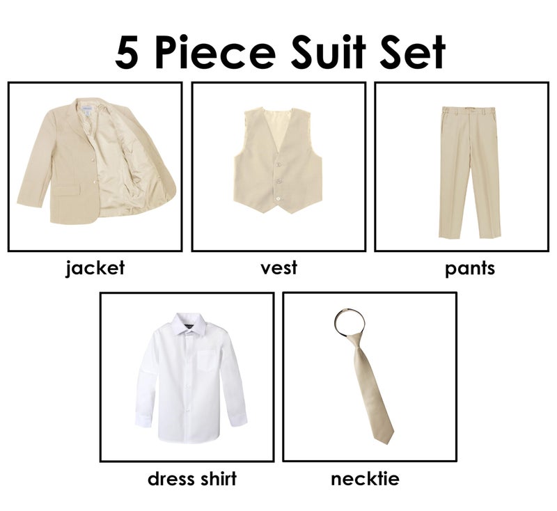 Spring Notion Big Boys' Modern Fit Khaki Suit Set 18 - Image 4